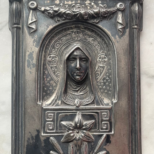 Antique Ave Maria Holy Water Font