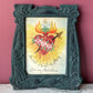 Antique Sacred Heart Painting in Art Nouveau Frame