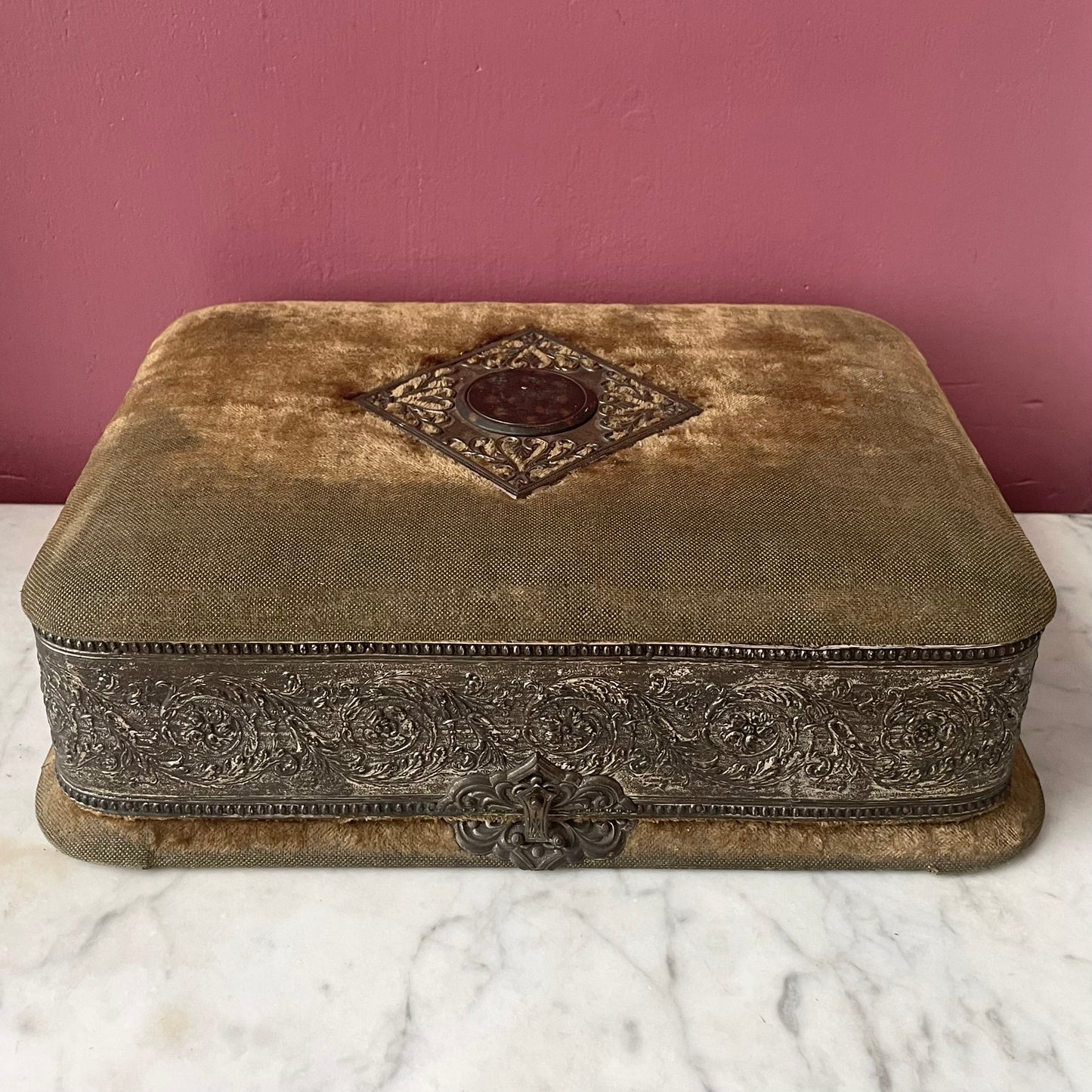 Victorian Green Velvet Vanity Box