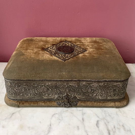 Victorian Green Velvet Vanity Box