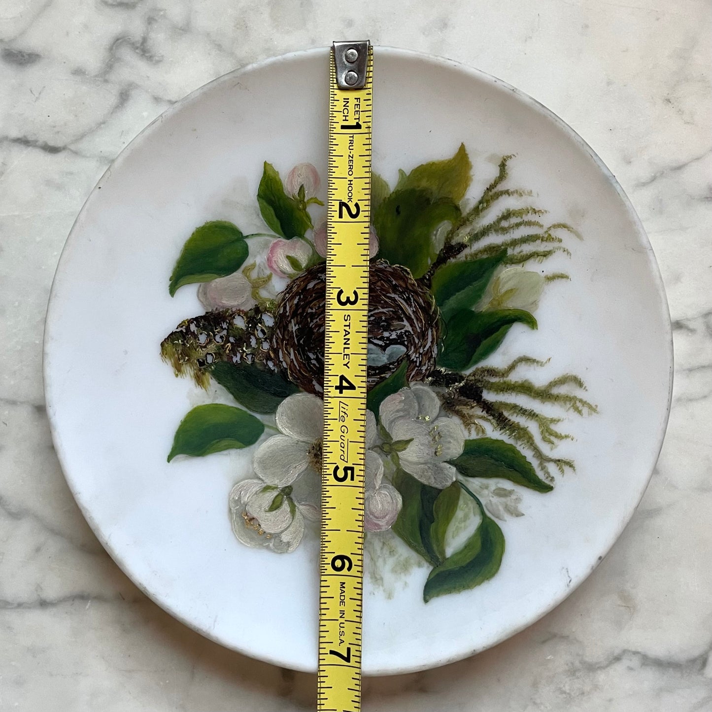 Victorian Floral Still Life with Nest on Milk Glass Paint