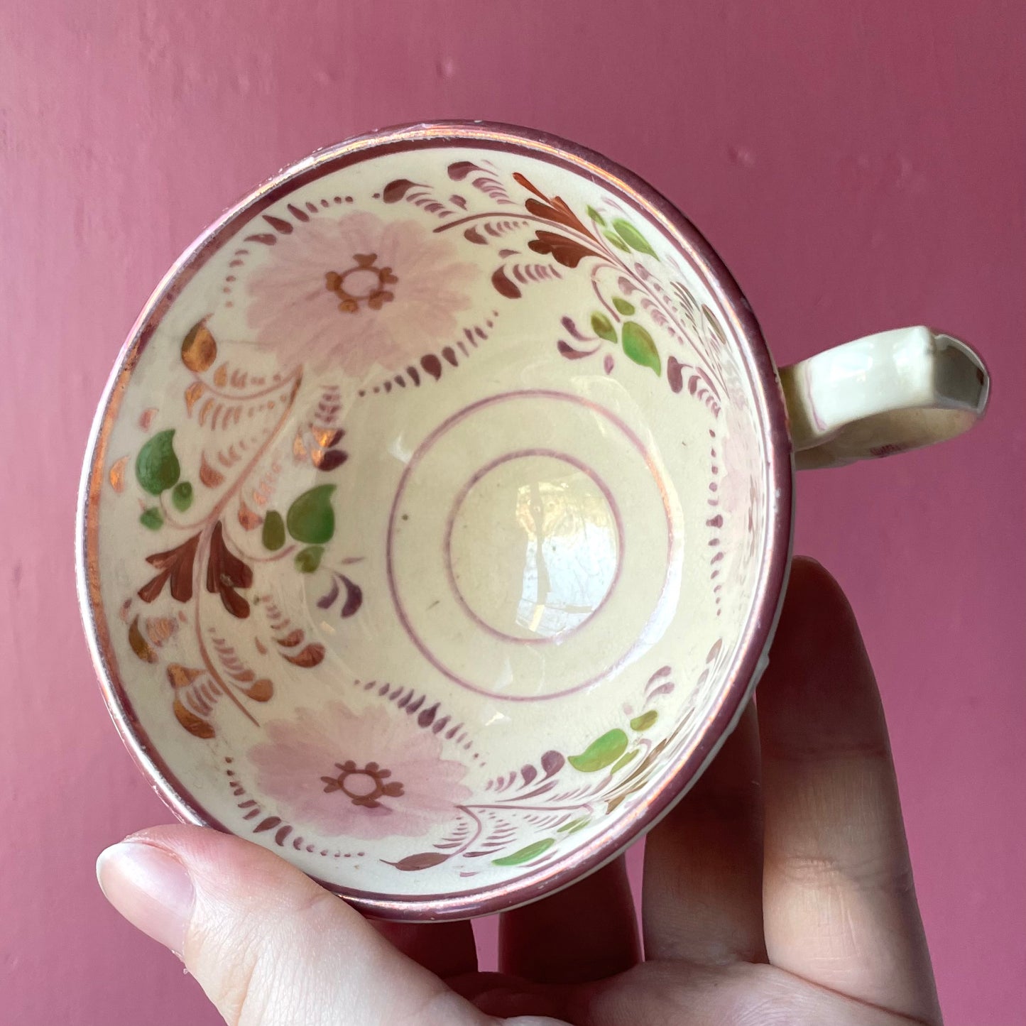 Victorian Pink Lustreware Cup & Saucer