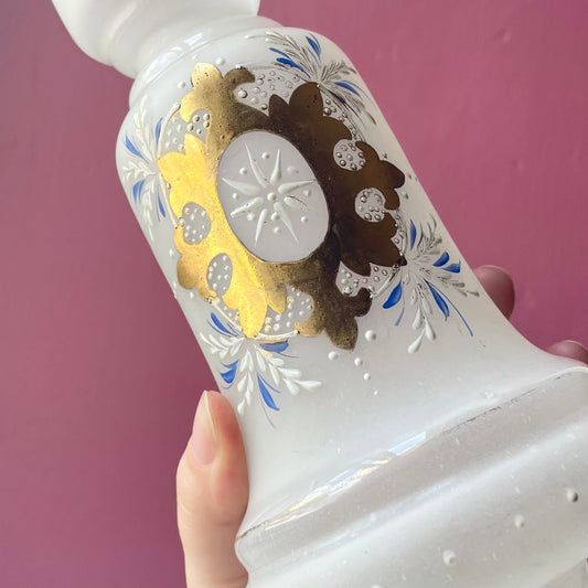 Victorian White Bristol Glass Vases