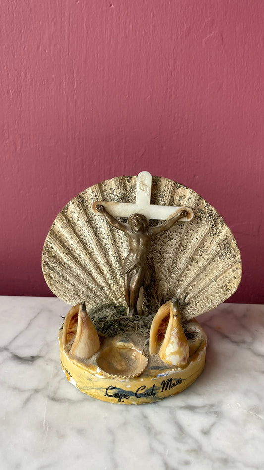 Vintage Shellwork Crucifix Souvenir | Cape Cod