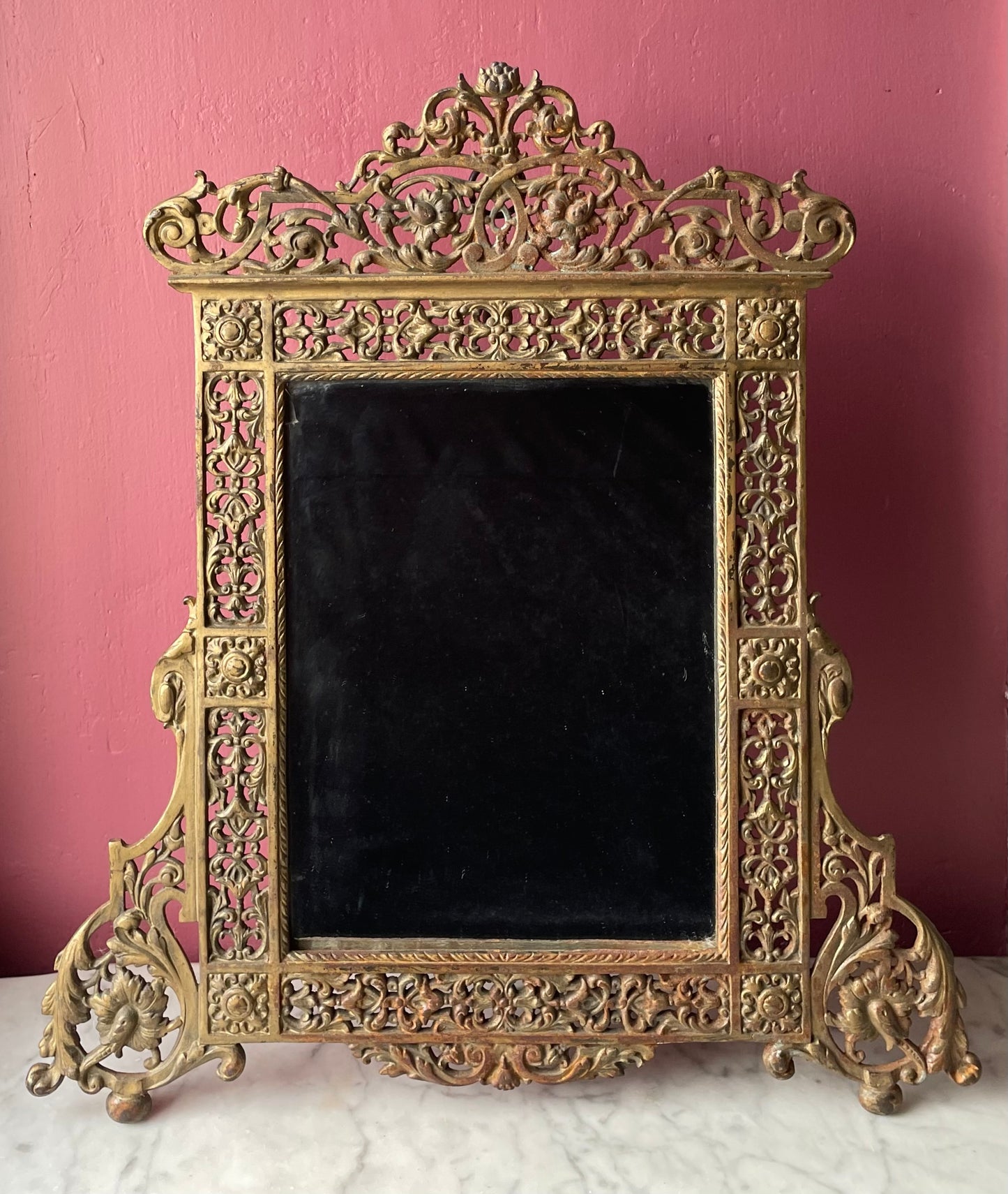 Victorian Ornate Brass Vanity Mirror