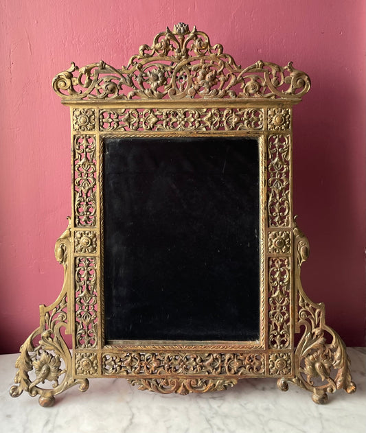 Victorian Ornate Brass Vanity Mirror