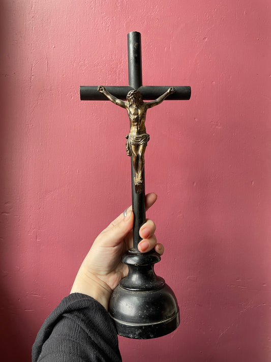 Antique Ebonized Wood Crucifix