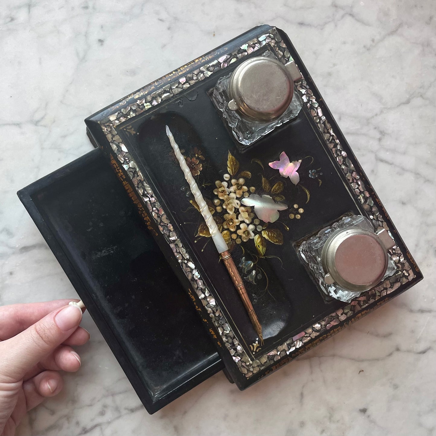 Victorian Mother of Pearl Inlaid Desk Set