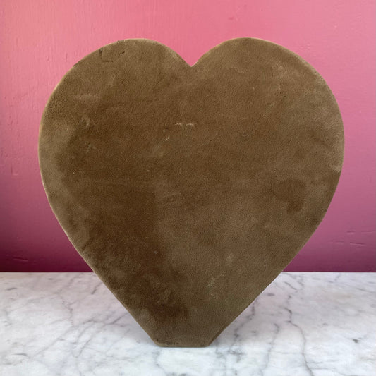 Antique Brown Velvet Heart Display