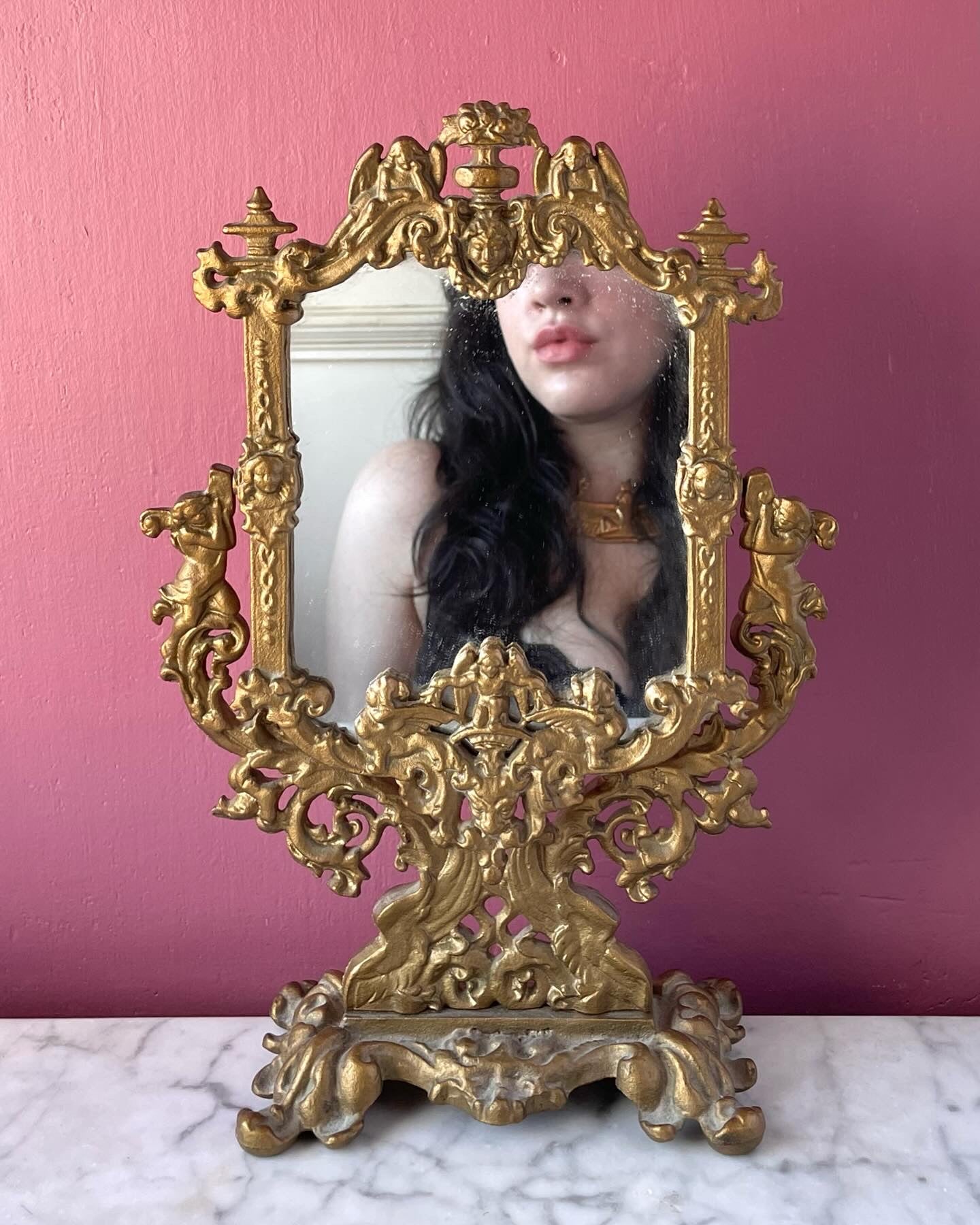 Victorian Revival Cupid Mirror | Iron Art Works