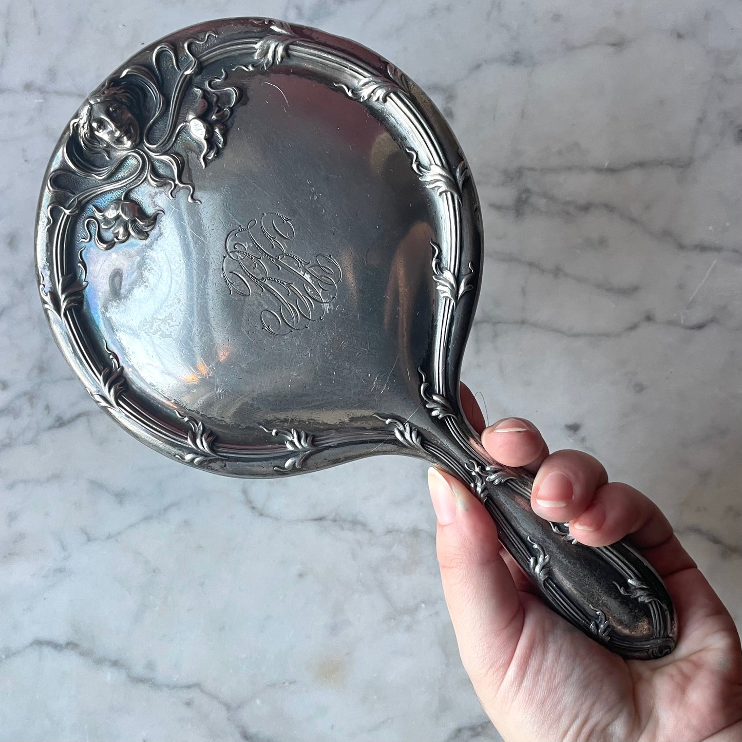 Antique Art Nouveau Hand Mirror