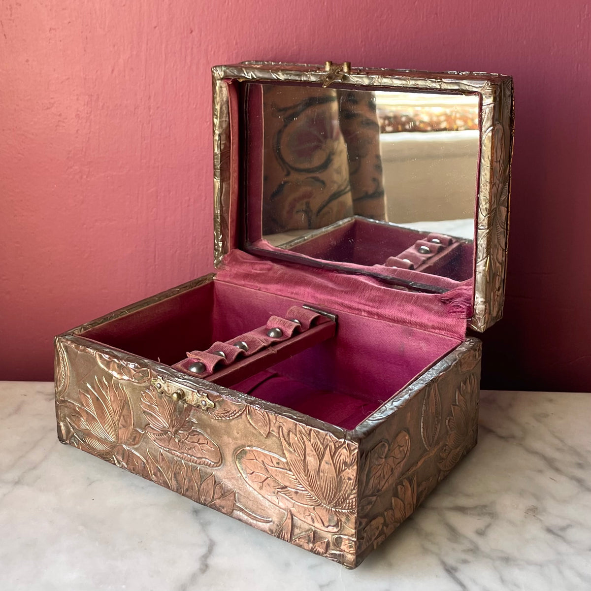 Victorian Sewing Box with Lotus Motif