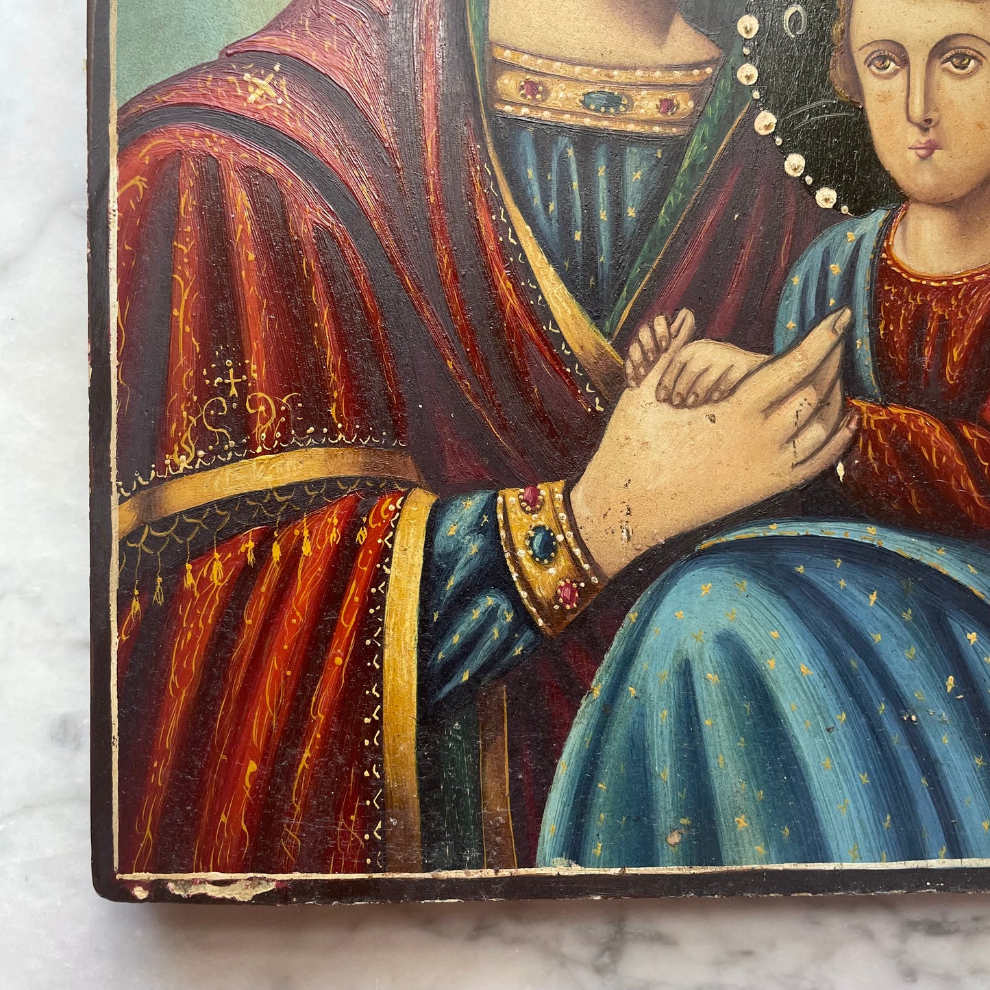 Vintage Orthodox Hand Painted Icon on Board | P. Koronakis | 1956