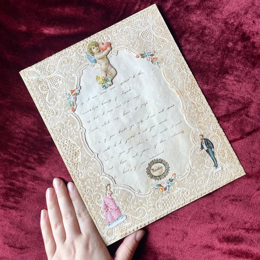Victorian Quarto Valentine with Lace Paper and Hand Writing