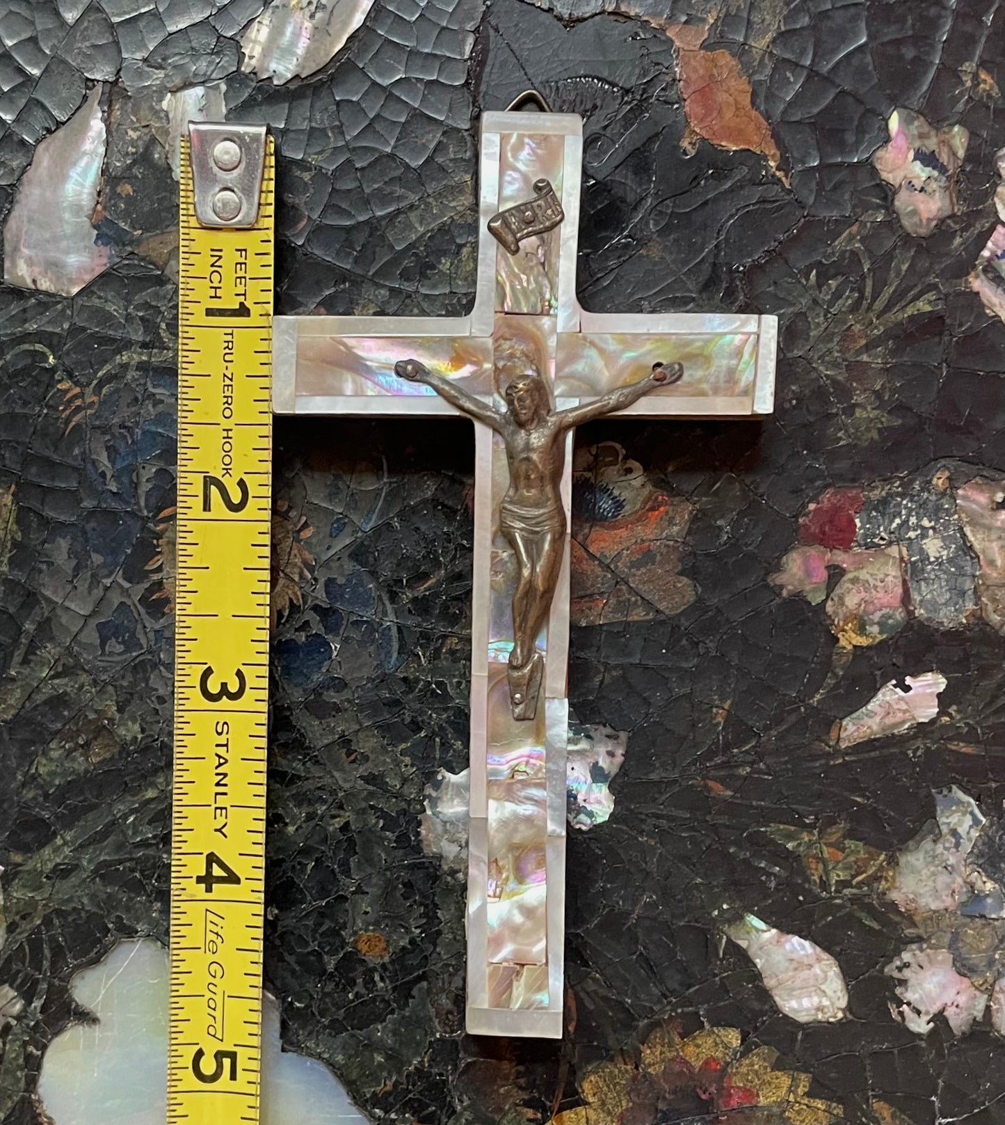 RESERVED Antique Mother of Pearl Crucifix