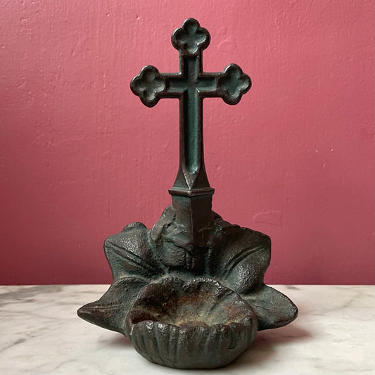 Antique Crucifix Holy Water Font
