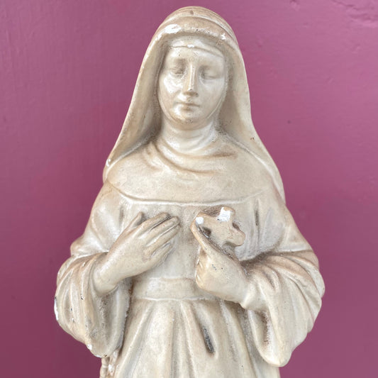Vintage Saint Thérèse Chalkware Statue