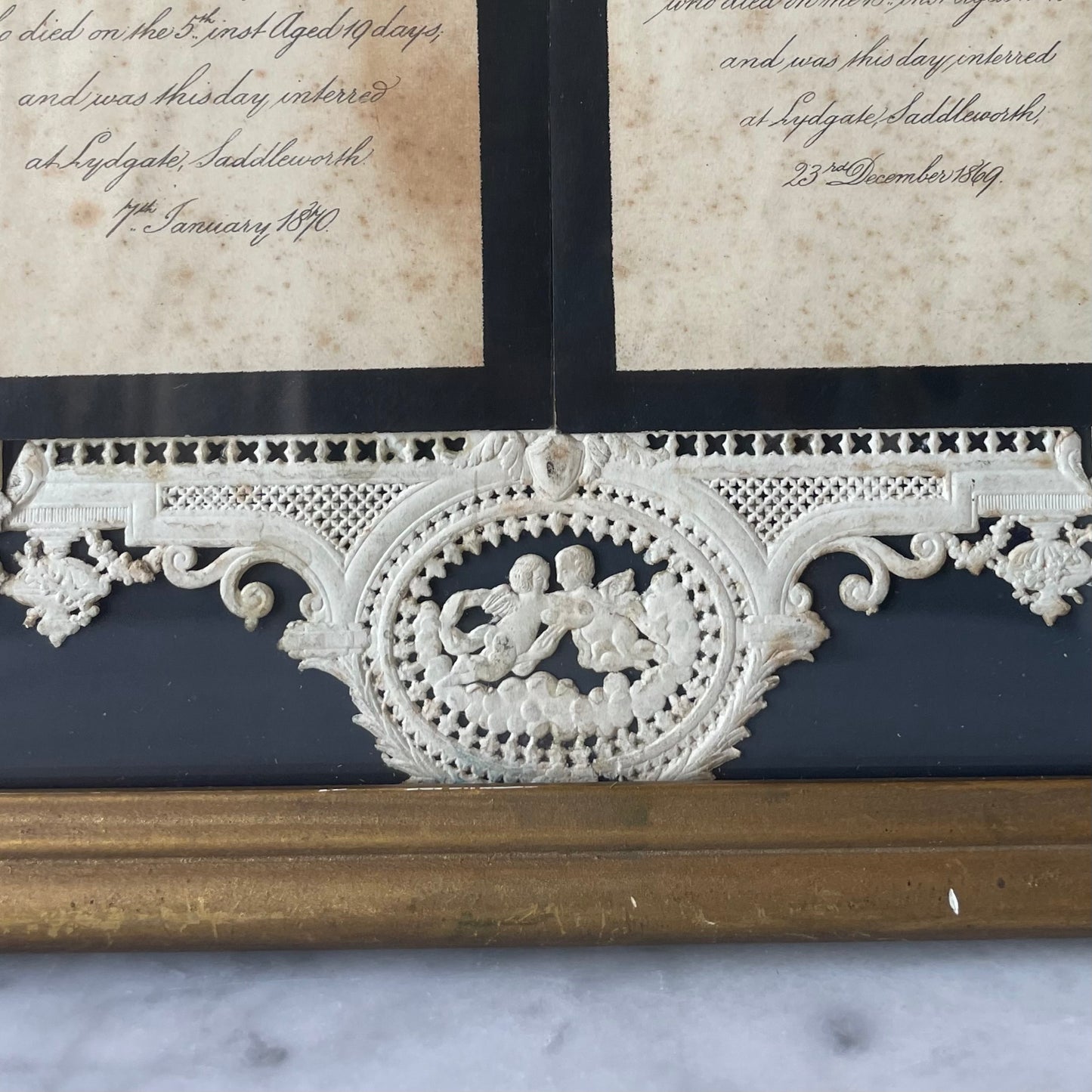 Victorian Diecut Memorial for Two Babies