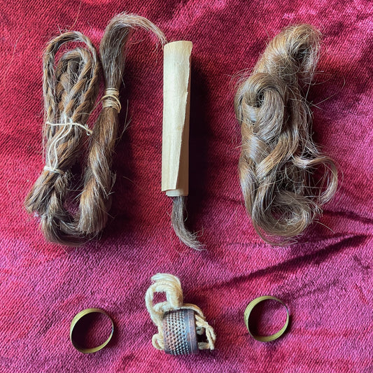 Antique Miniature Wallpaper Box with Locks of Hair | 1825