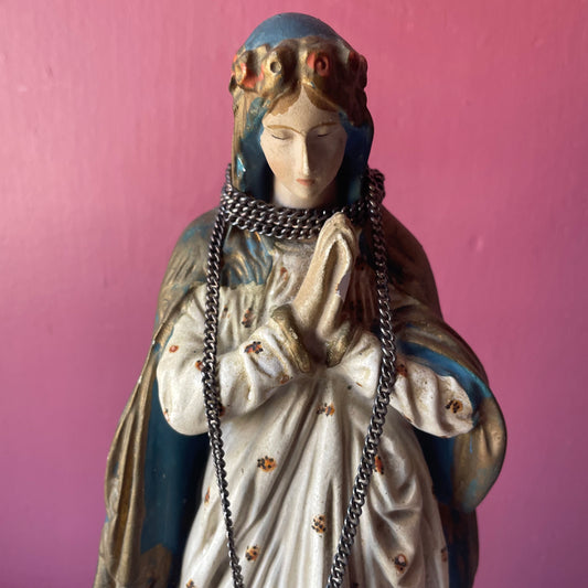 Antique Madonna Chalkware Figure