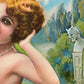 Girl & the Devil | Antique 1929 Lithograph Print