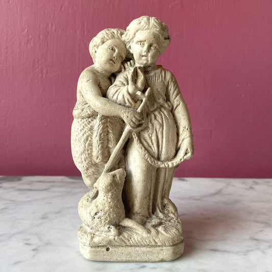 Antique Religious Chalkware | Infant Christ & John the Baptist