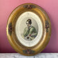 Victorian Hand Colored Print in Oval Frame