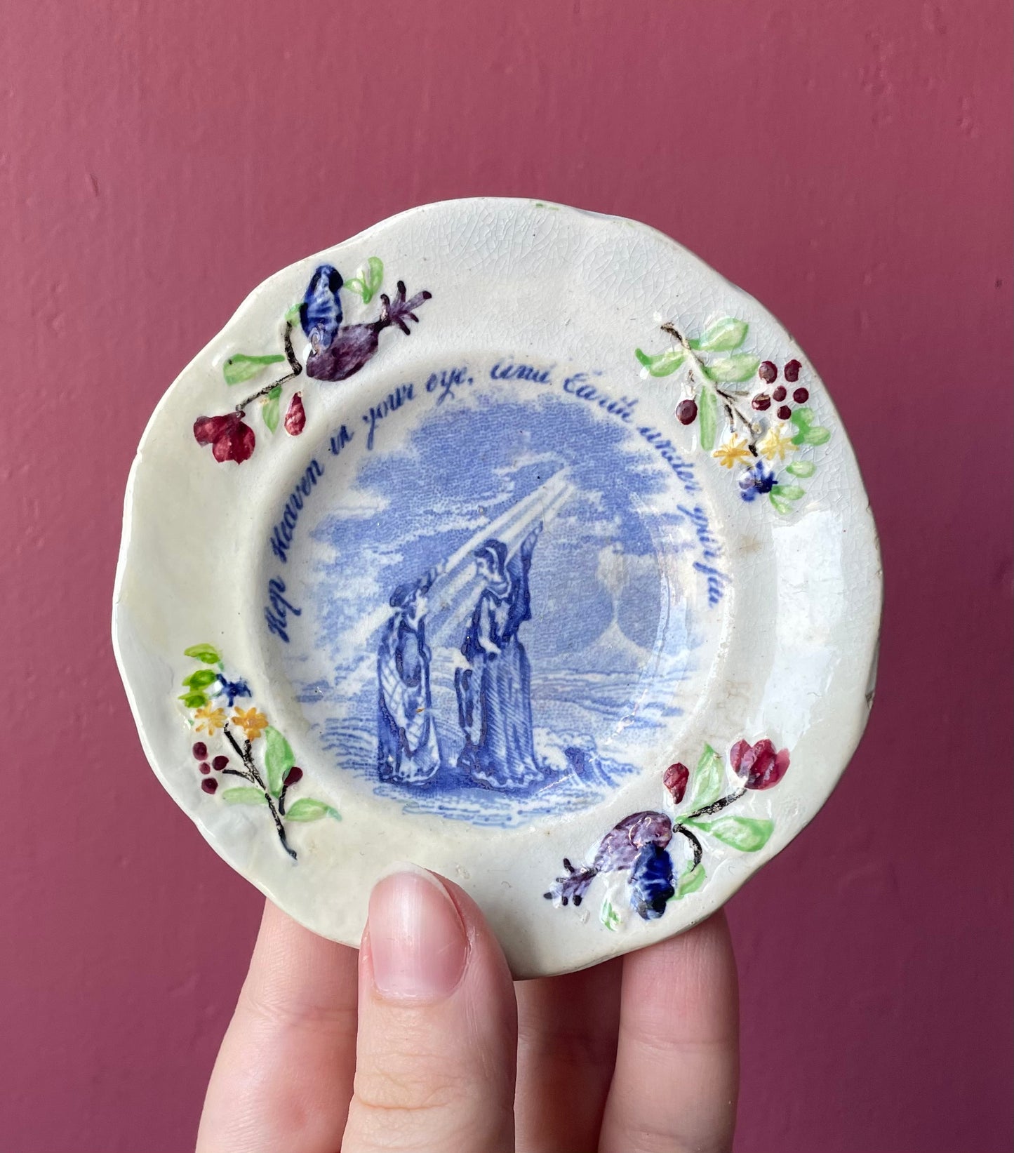 Victorian Devotional Transferware Plate | Keep Heaven in Your Eye, but Earth Beneath Your Feet