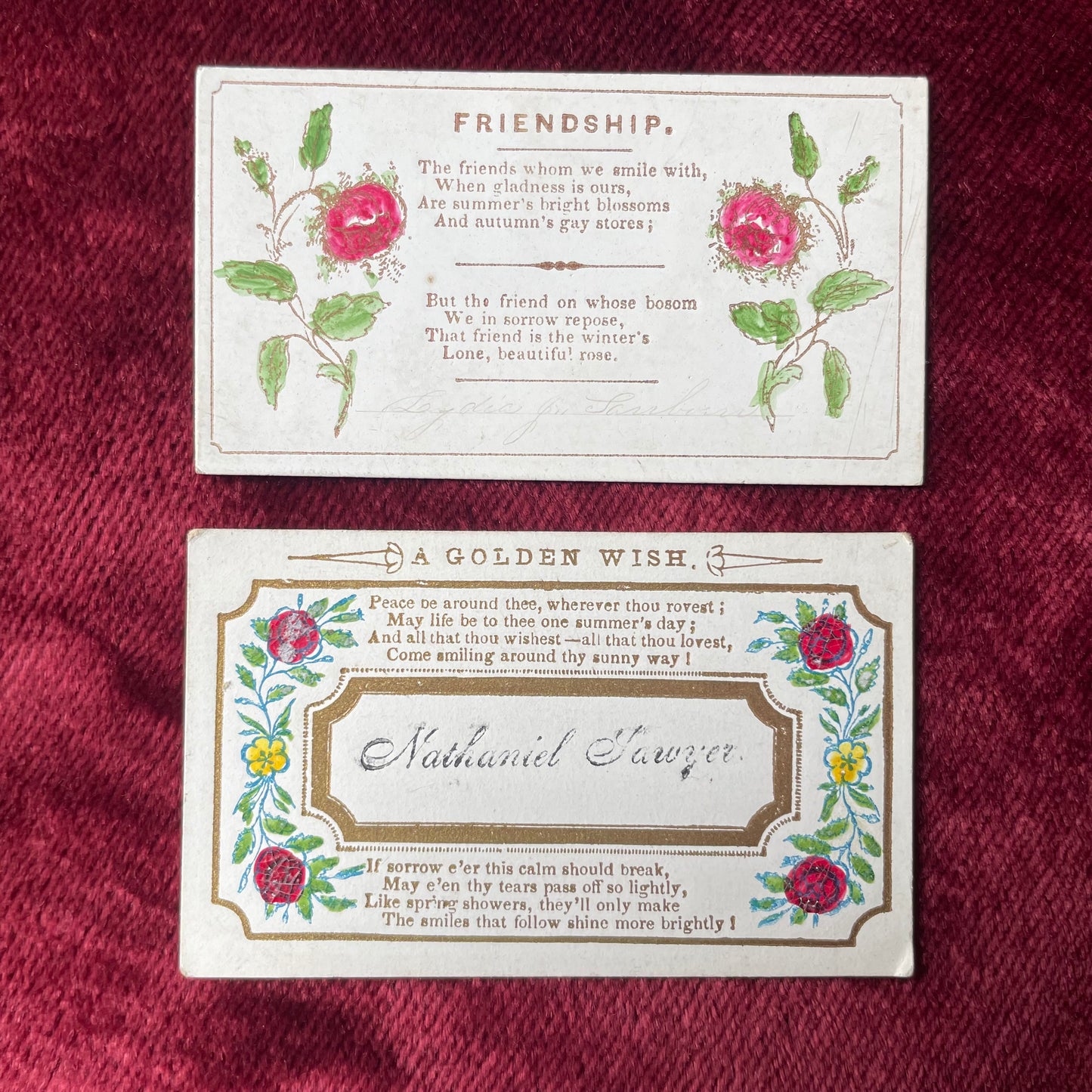 Early Victorian Hand Colored Calling Cards