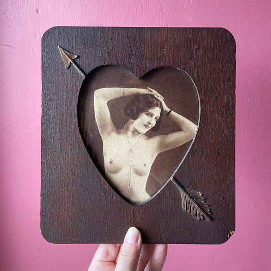 Antique 1920s Nude in Heart & Arrow Frame
