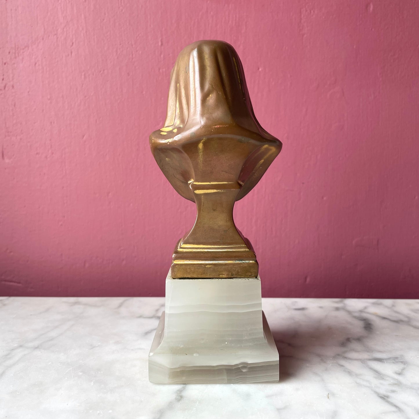 Antique Brass Madonna on Alabaster