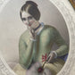 Victorian Hand Colored Print in Oval Frame