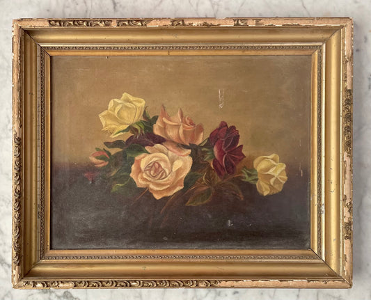 Victorian Floral Painting on Canvas
