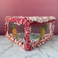 Antique Glass & Ribbonwork Handkerchief Box