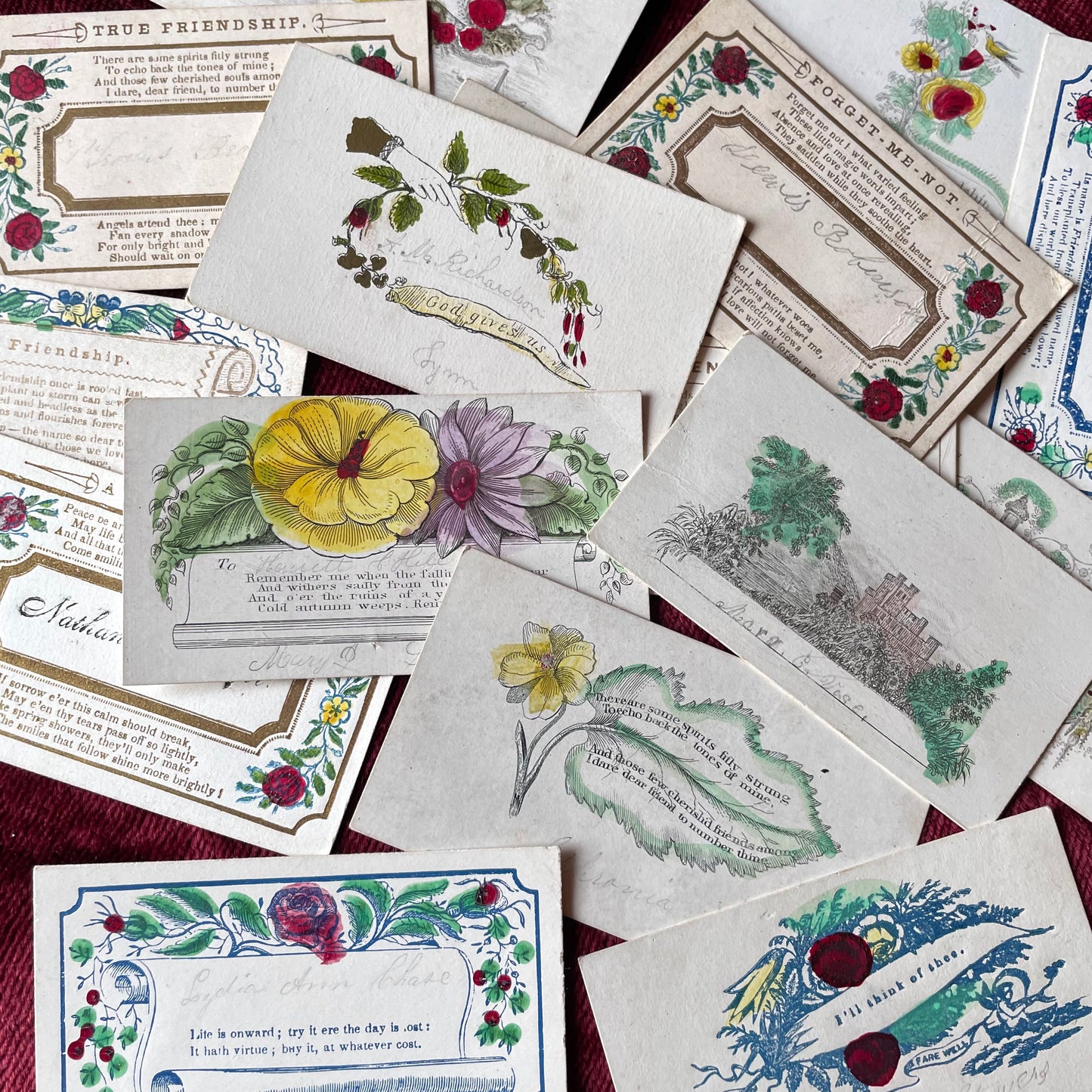 Early Victorian Hand Colored Calling Cards