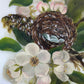 Victorian Floral Still Life with Nest on Milk Glass Paint