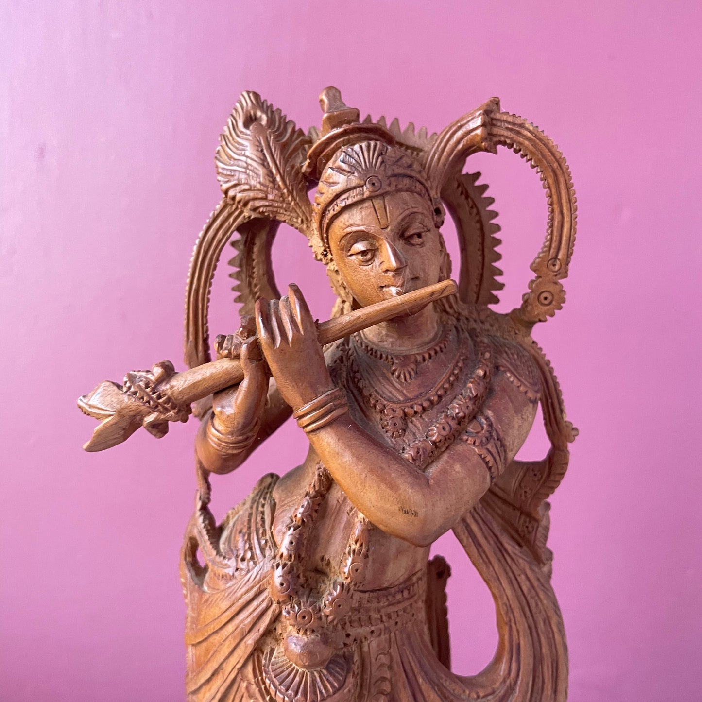 Carved Wood Krishna Statue