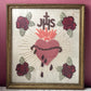 Antique Sacred Heart Crewel Embroidery