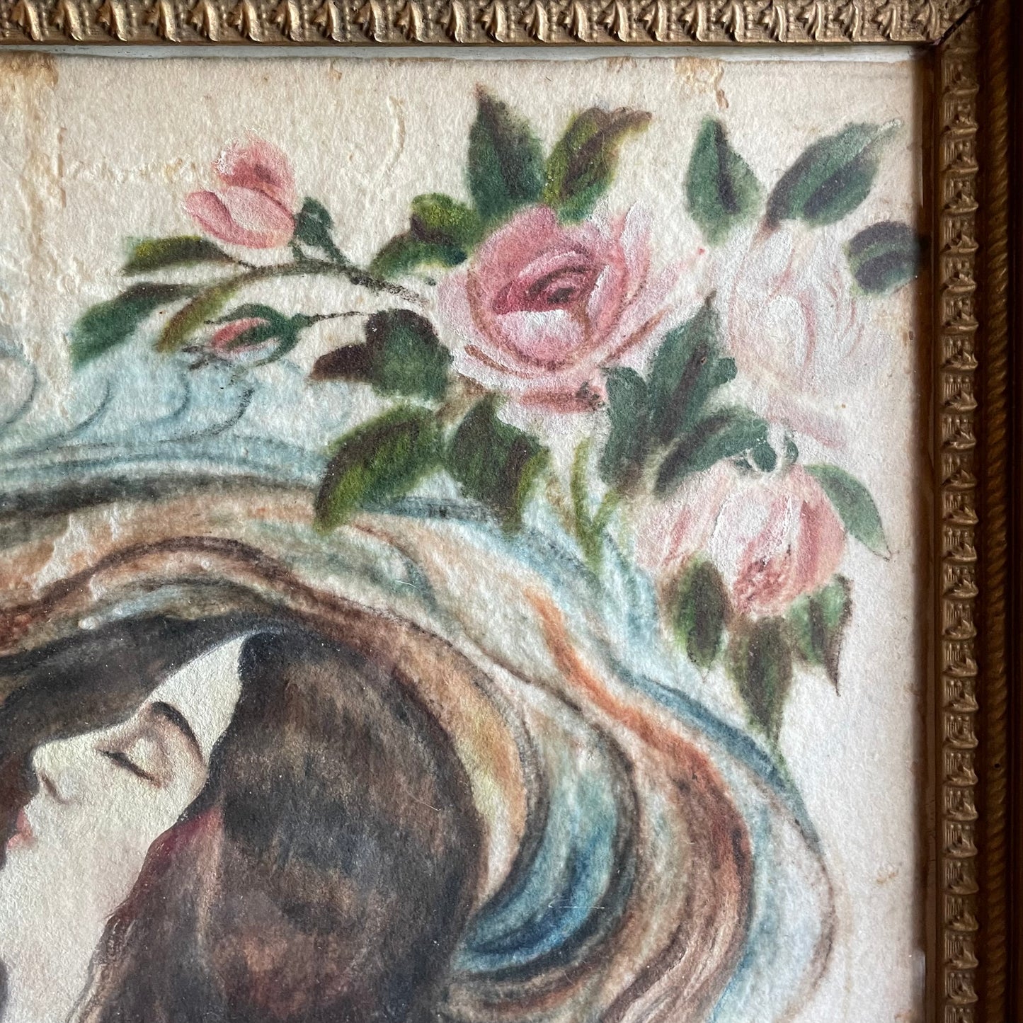 Victorian Art Nouveau Painting on Fabric