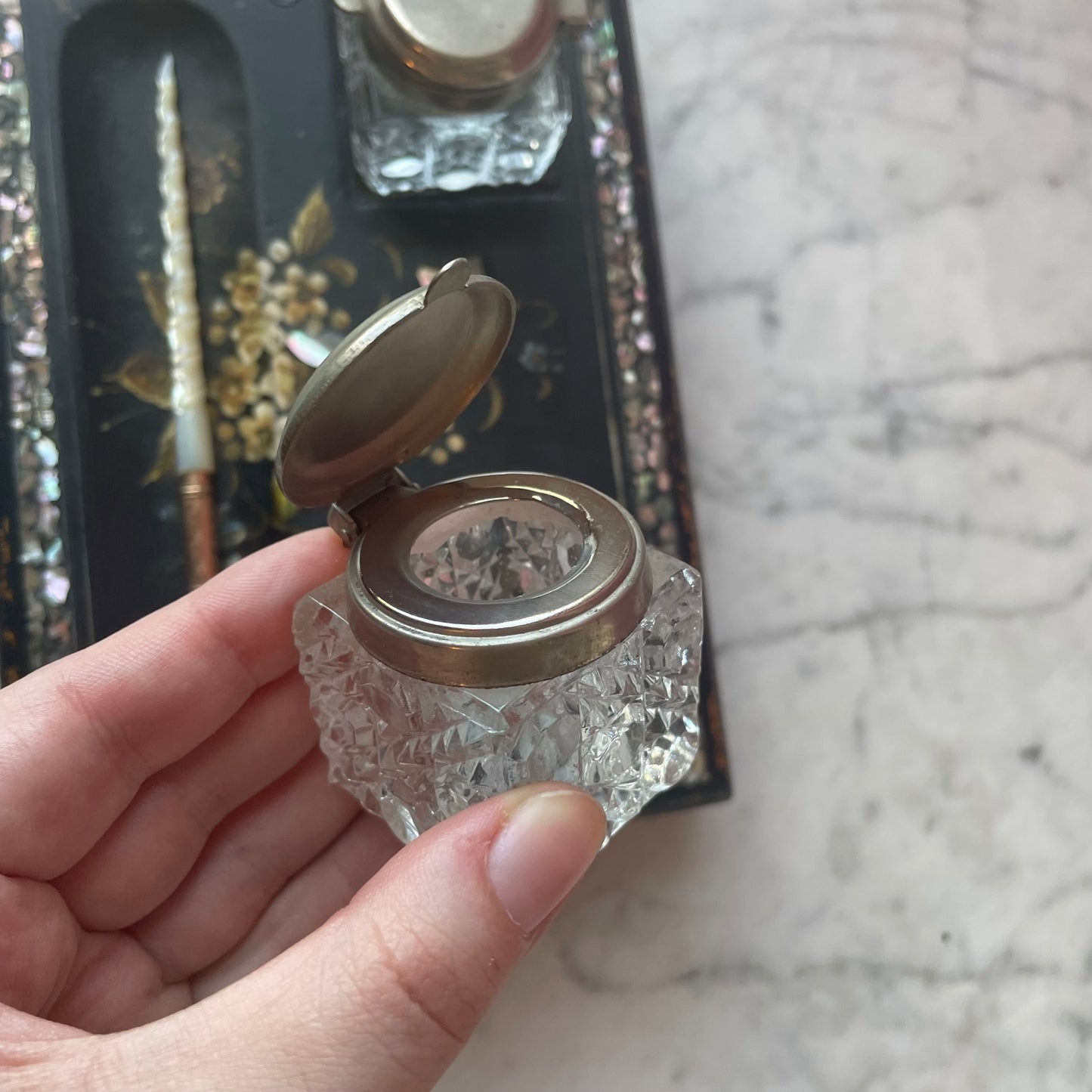 Victorian Mother of Pearl Inlaid Desk Set
