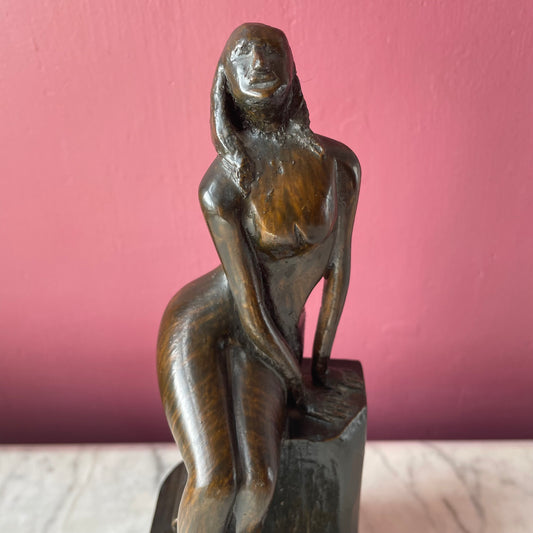 Vintage Carved Wood Nude Statuette