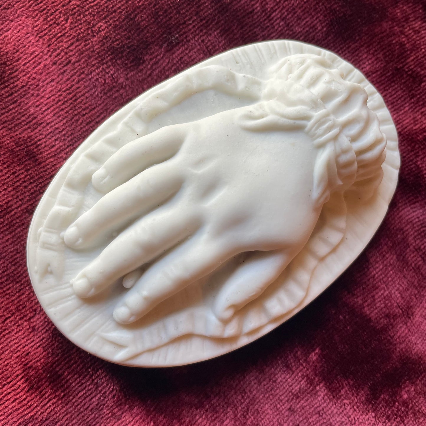 Victorian Parian Hand Trinket Box