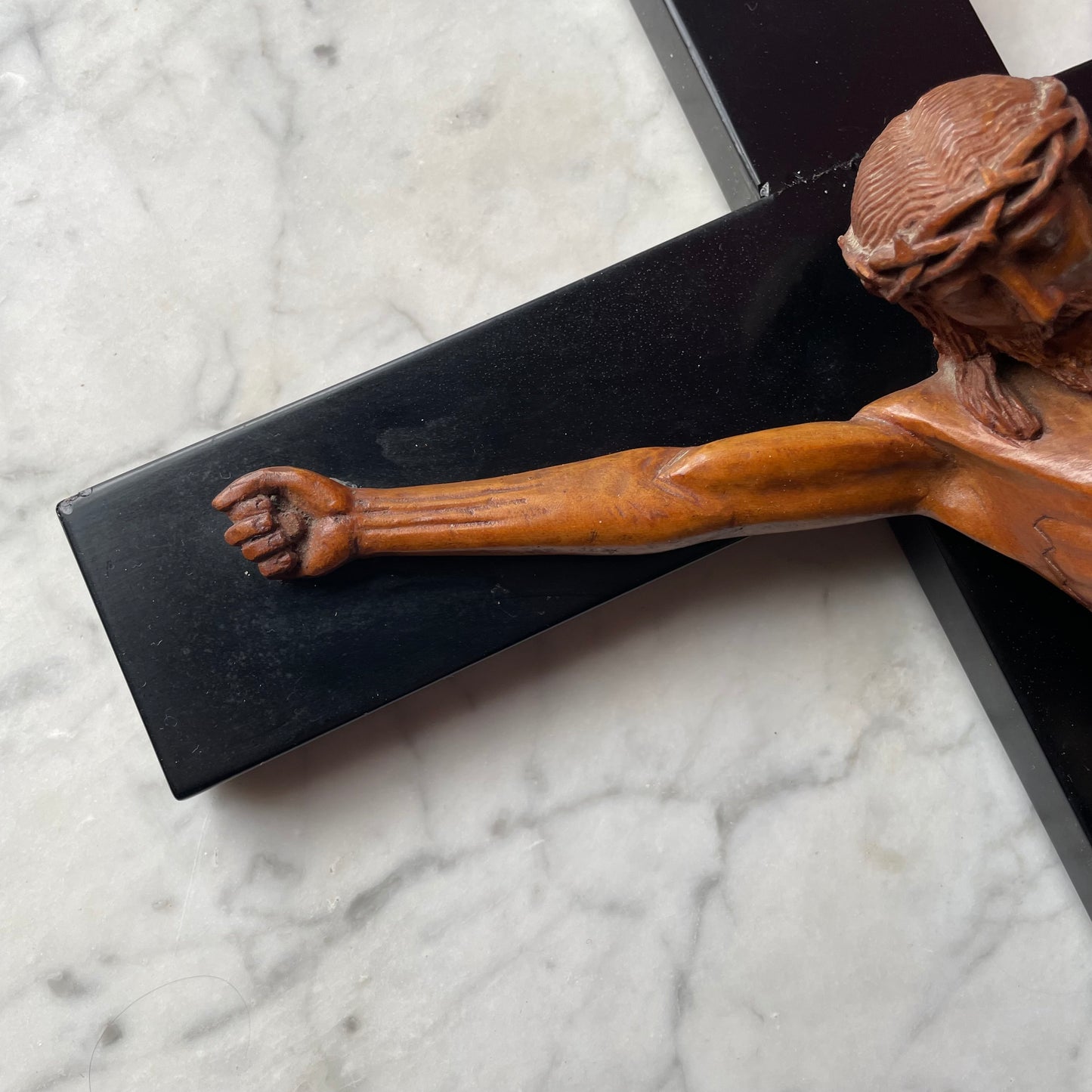 Large Antique Carved Wood Crucifix