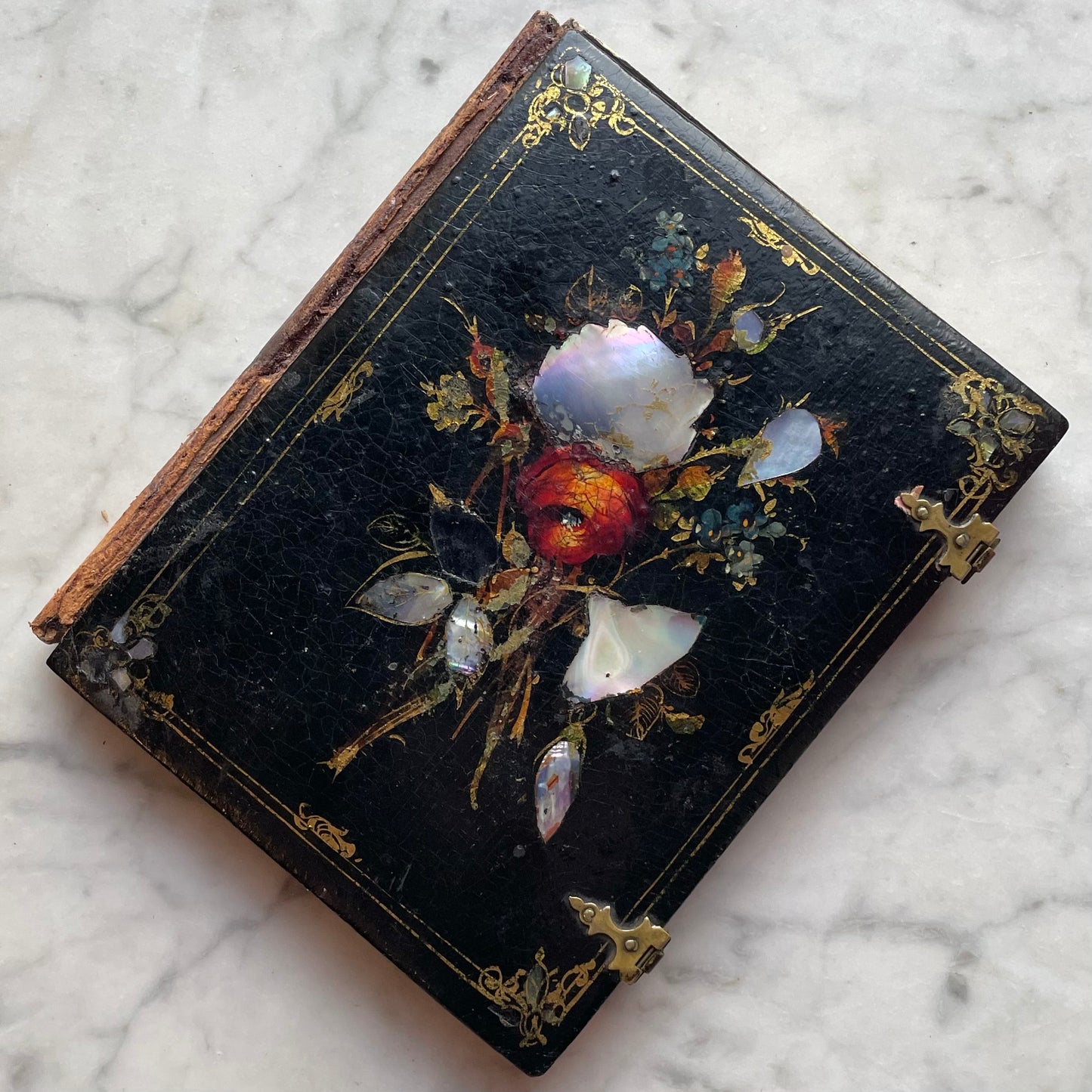 Victorian Half Plate Tintype in Mother of Pearl Case with Poem and Lock of Hair