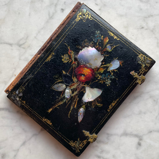 Victorian Half Plate Tintype in Mother of Pearl Case with Poem and Lock of Hair