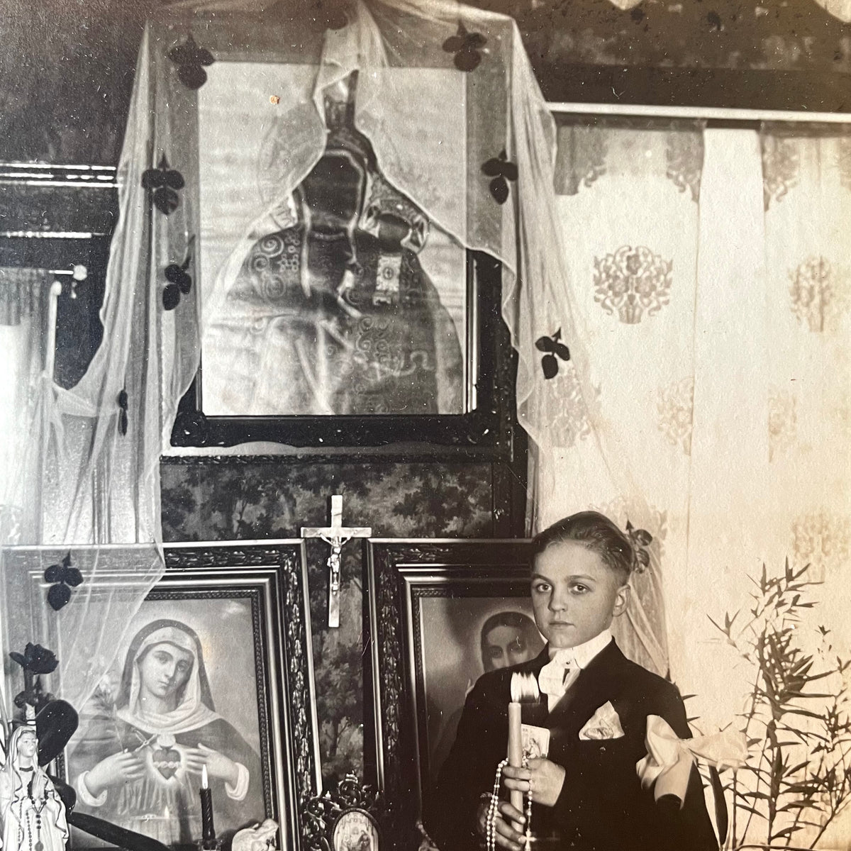 Antique First Communion Cabinet Card