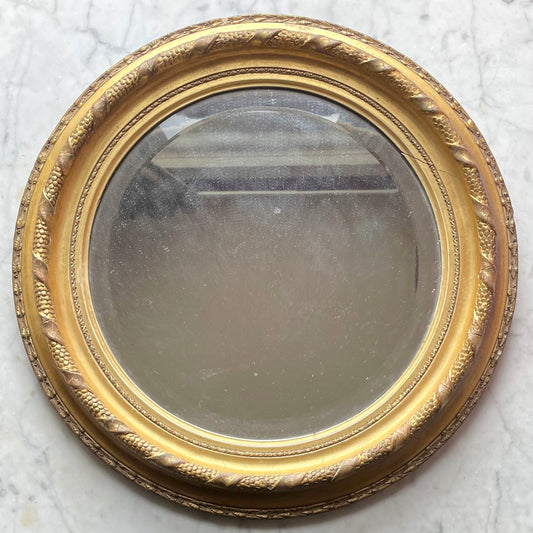 Victorian Round Gilded Wood Wall Mirror