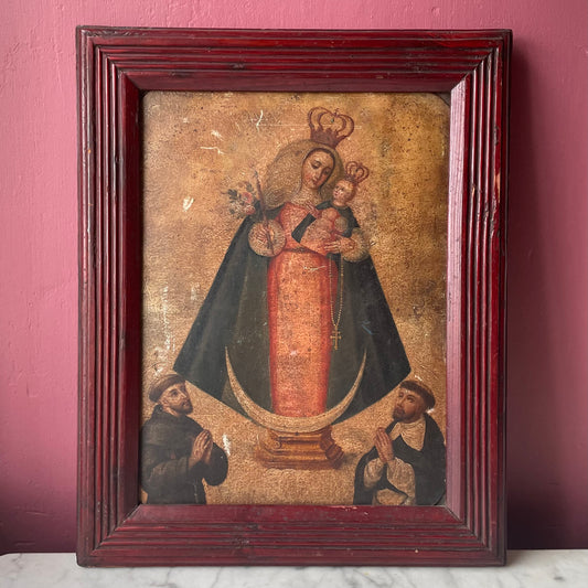Our Lady of the Rosary | Antique Spanish Colonial Retablo