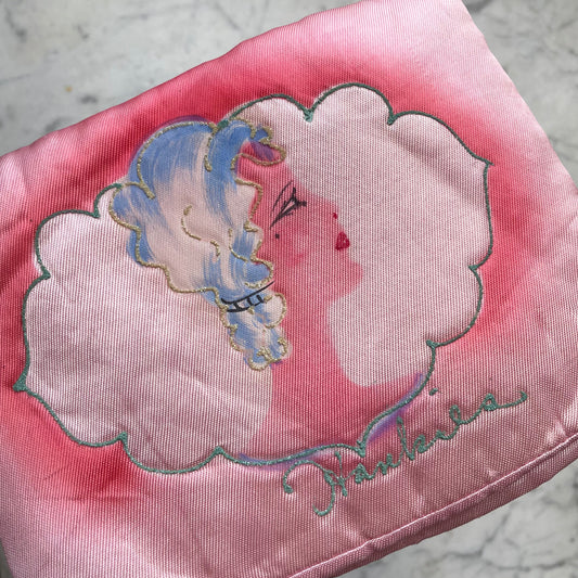 Antique 1930s Pink Satin Handkerchief Holder