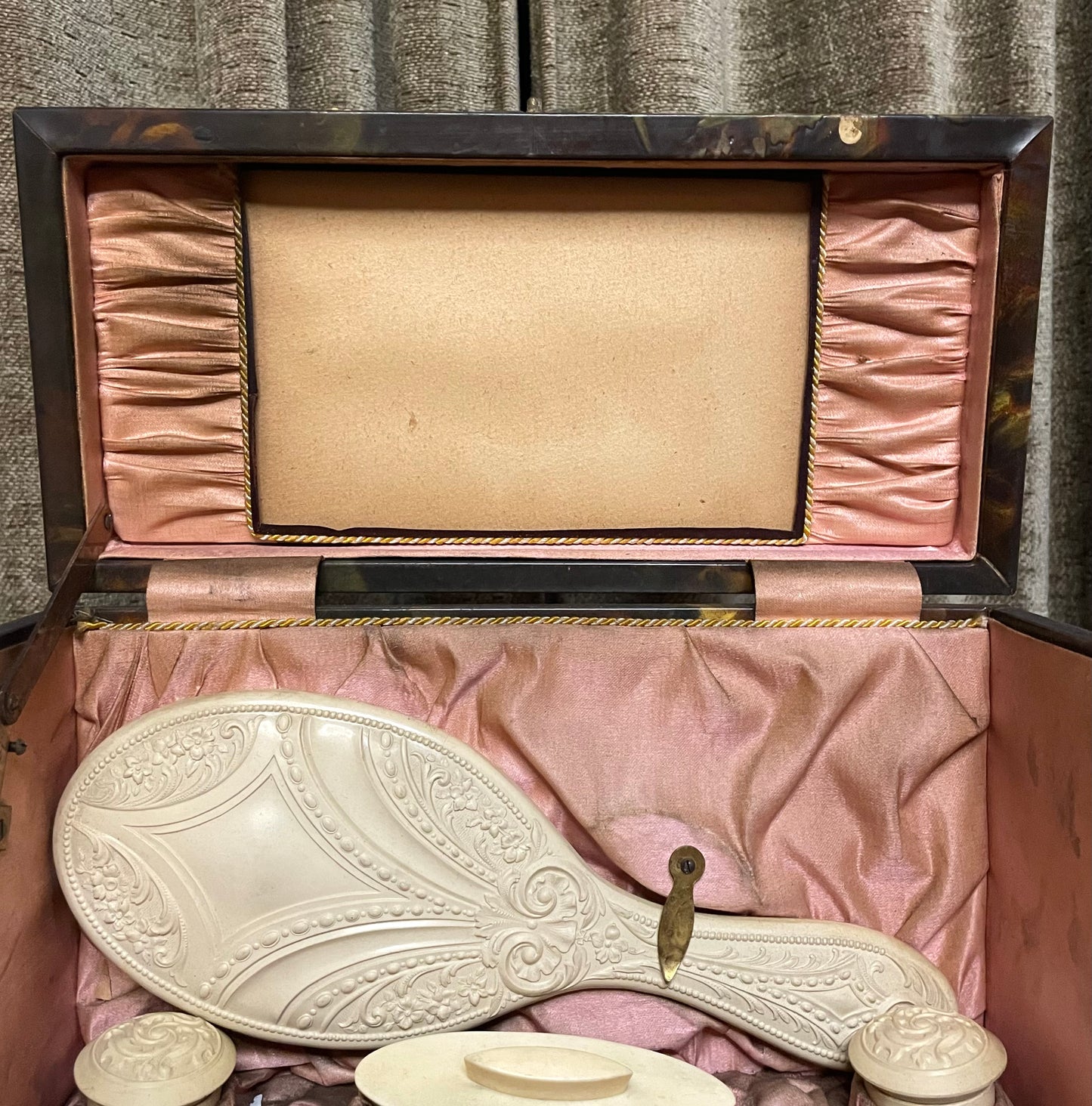 Victorian Celluloid Vanity Box with Contents
